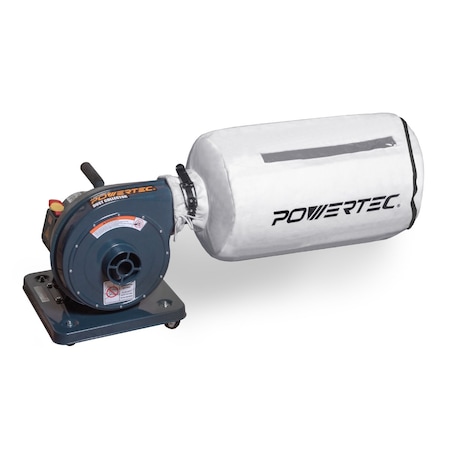 Powertec 1 HP, 560 CFM Portable Dust Collector with 1 Micron Dust Collector Filter Bag DC5372